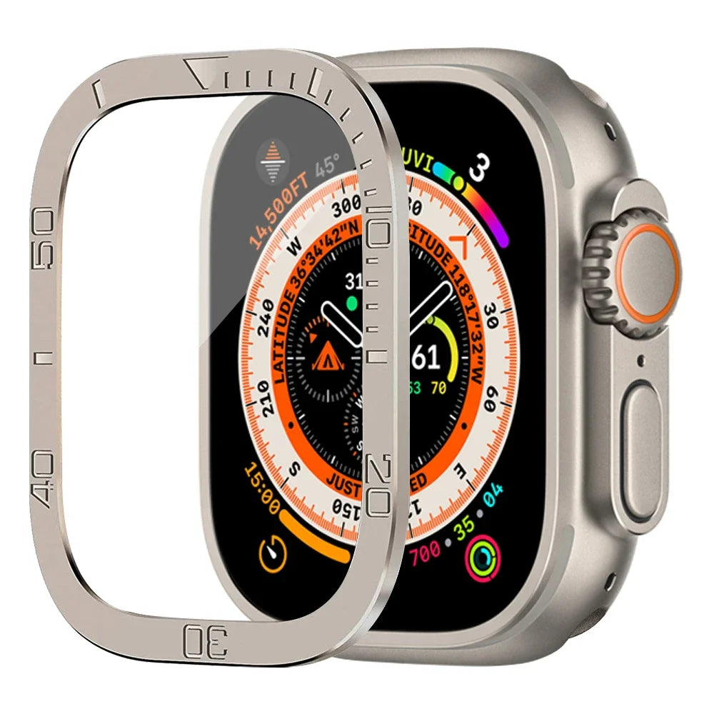 Tempered Glass For Apple Watch band ultra 49mm Screen Protector Anti-Scratch Glare HD Full Film Metal Bumper iWatch Ultra 49mm