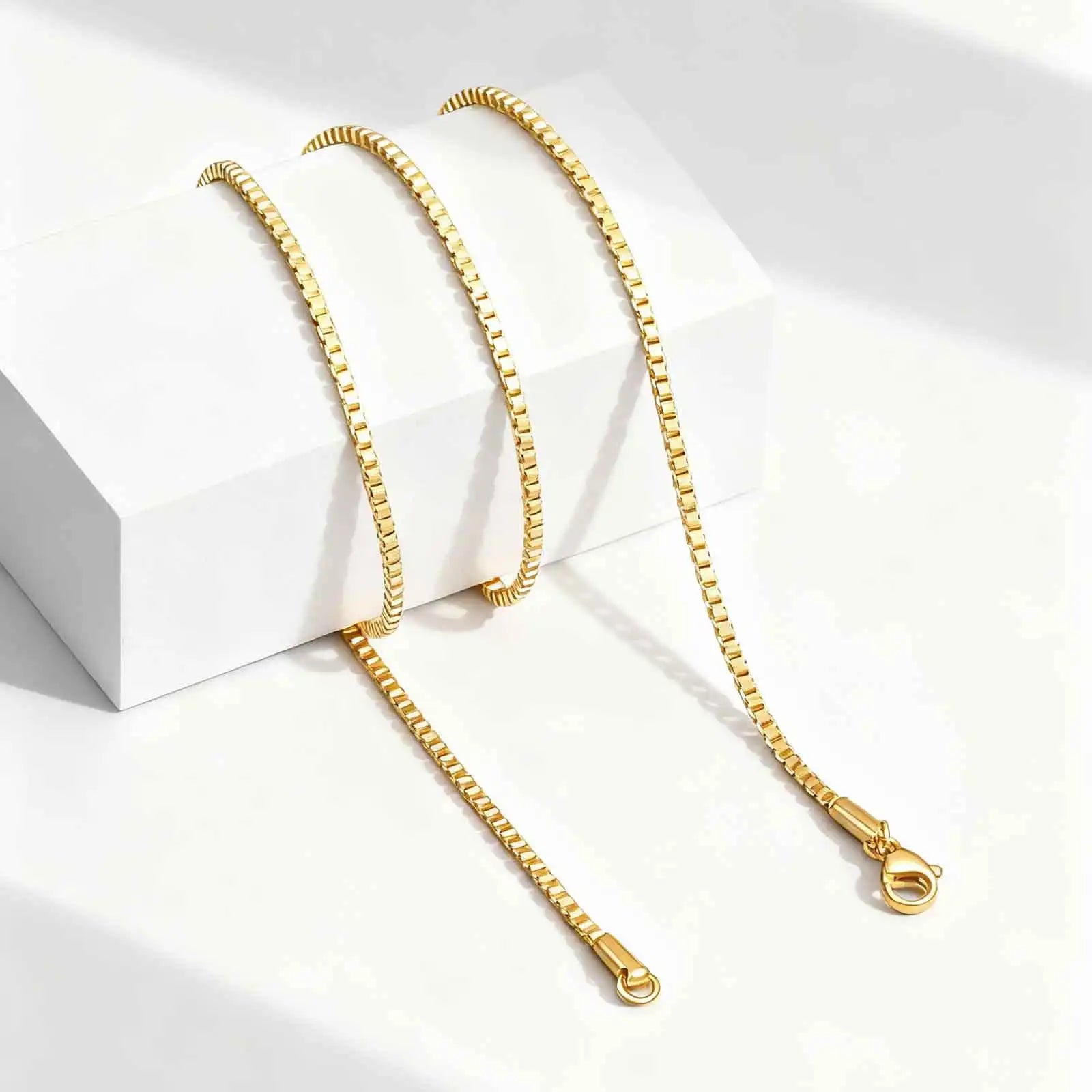 Stainless Steel Box Chain Necklace for Women | Hip Hop Fashion Jewelry Gift additional angle