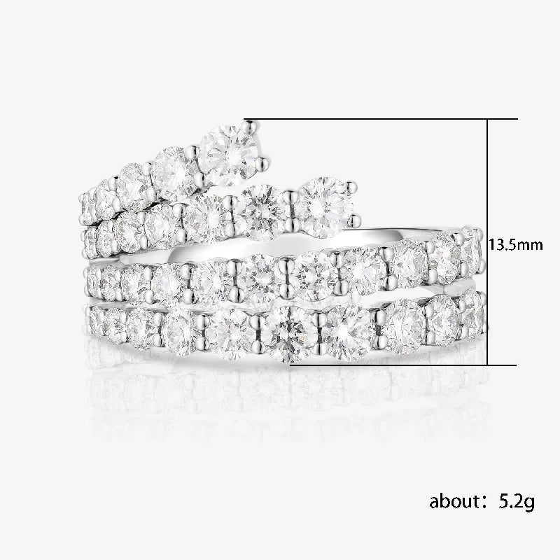 Huitan Simple Stylish Lines Cubic Zirconia Rings Women Silver Color Band Bridal Wed additional angle