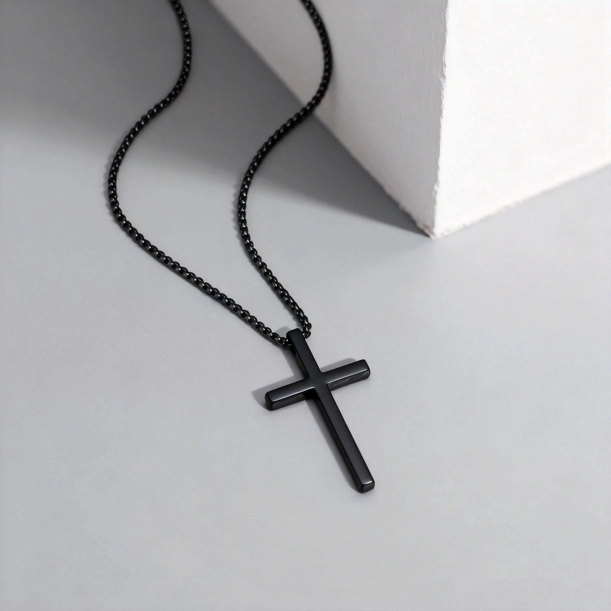 Fashionable Cross Pendant Necklace | Unisex Stainless Steel Box Chain alternate view