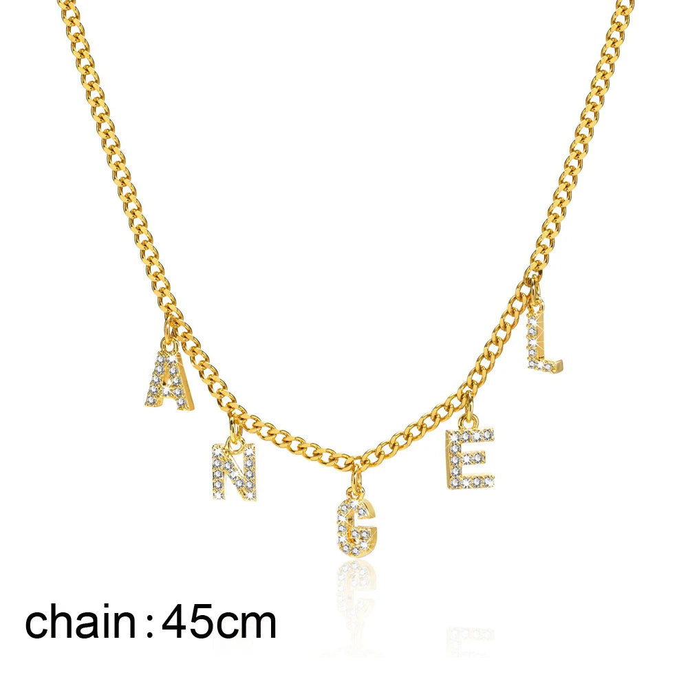 Personalized Initial Name Necklace Stainless Steel Women Alpahbet Letter Pendant ,I additional angle
