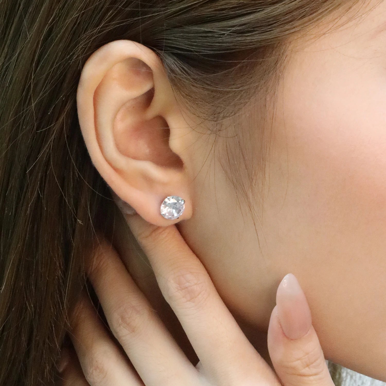 Surgical Steel Cubic Zirconia Stud Earrings | Unisex Screw-Back Earrings alternate view