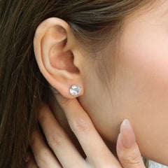 Surgical Steel Cubic Zirconia Stud Earrings | Unisex Screw-Back Earrings alternate view