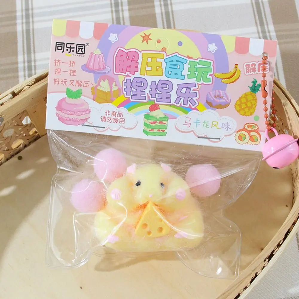 Lovely Hamster Squishy Toy Soft Mochi Squeeze Toy Fuzzy Cute Hamster Handmade Fidget alternate view