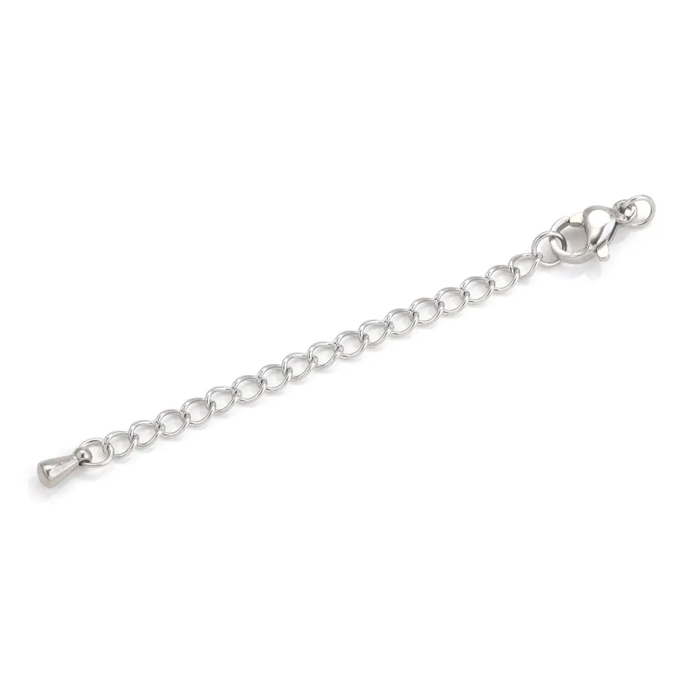 10pcs Stainless Steel Extension Extended Tail Chains With Lobster Clasps For Bracelet close-up view