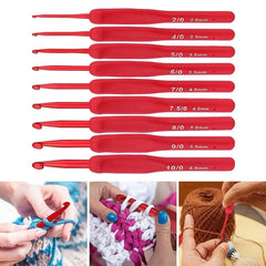 1Pcs Red Crochet Hook Silicone Handle Aluminum Hand Knitting Needles Crocheting Weave Cr detail view