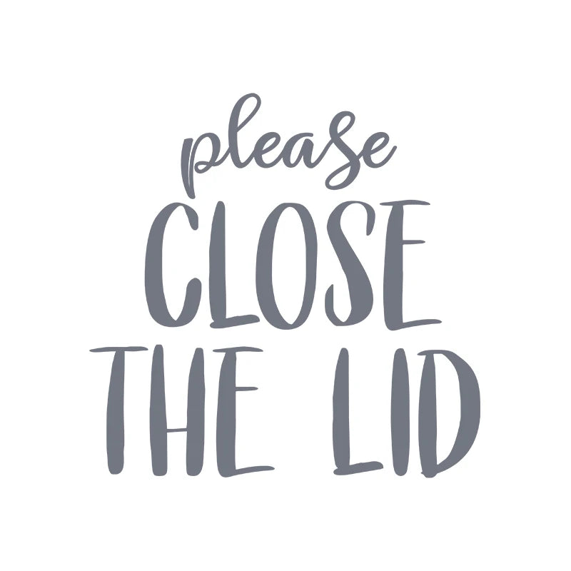PUT ME DOWN Toilet Seat Reminder Sign | Funny Vinyl Bathroom Decal close-up view
