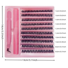 Cluster Lashes D Curling False Eyelash Clusters 200pcs DIY Lash Extension Kit With Bon close-up view