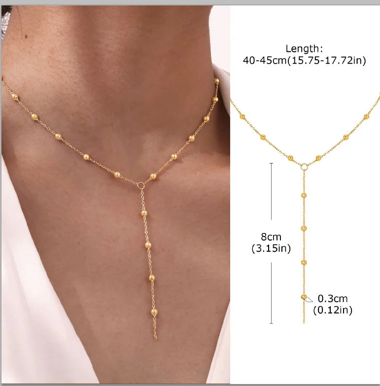 Stainless Steel Lariat Necklace Gold Plated, Dainty Long Necklace Laryered Necklaces For detail view