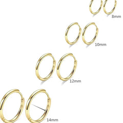 4 Pairs No Charms Stainless Steel Tiny Hoop Earrings Simple Silver/Gold Color Cirle Ea close-up view