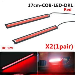 2Pcs 17cm COB Red LED Fog Light Strip | 12V DRL Waterproof Driving Lamp for Cars detail view