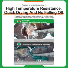 RELIFE 3 Seconds Quick Drying UV Oil | PCB Repair & Solder Mask Tool close-up view