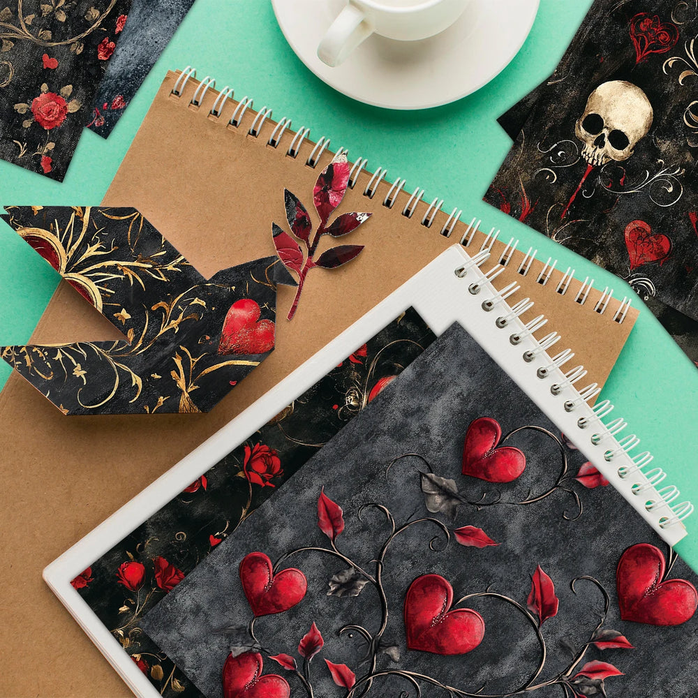 12pcs Gothic Love Themes Decor Paper | Valentine's Day Gift Wrapping & Scrapbooking S lifestyle view