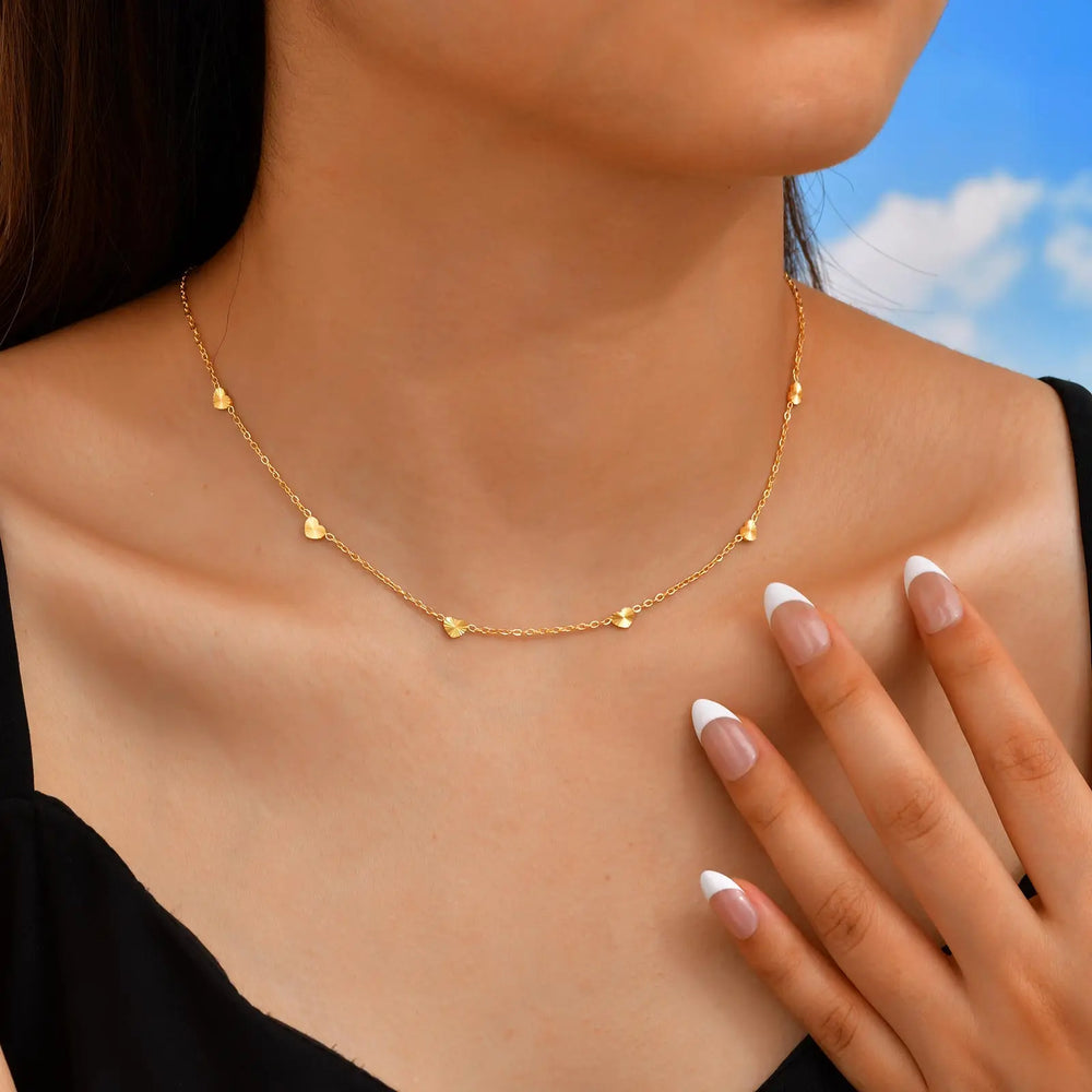 Layered Heart Pendant Necklace | Stainless Steel Minimalist Jewelry for Women additional angle