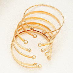 7 Pcs/Set Punk Gold Color Bracelets for Women Streetwear Goth Heart Prints Metal Design detail view