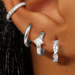 Huggie Hoop Earrings Set for Women | Crystal Zircon Tragus Cartilage Piercing Jewelry alternate view