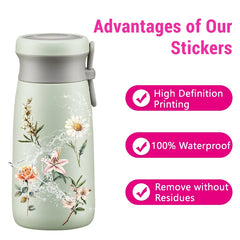 50PCS Transparent Vintage Floral Stickers | Nature Plant Flower Scrapbook Decals detail view