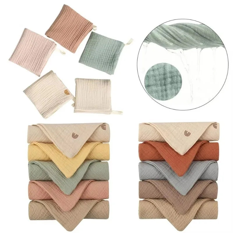 Soft Cotton Gauze Baby Towel Set | Newborn Muslin Handkerchief for Bath and Face lifestyle view
