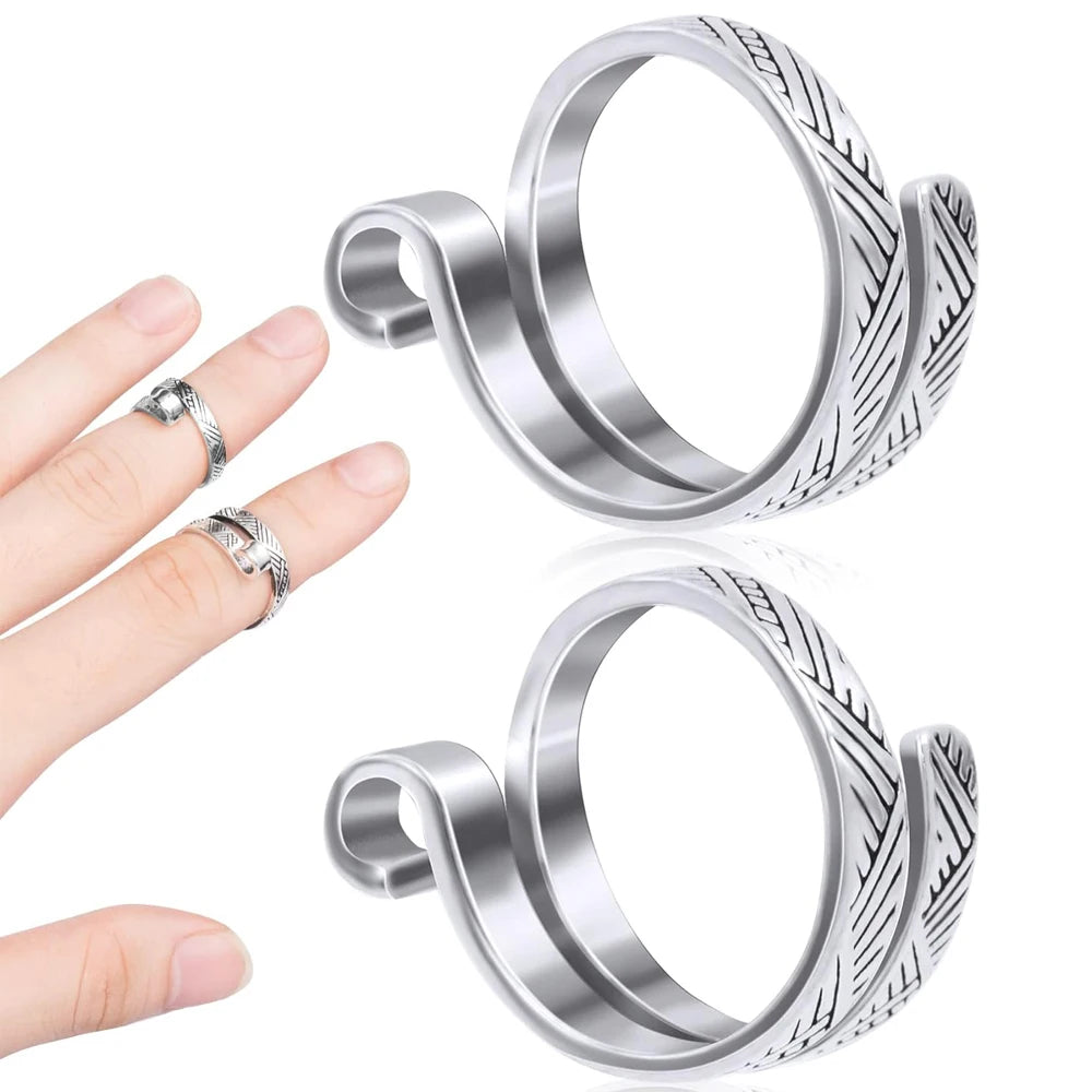 2pcs Adjustable Knitting Crochet Loop Ring Knittied Yarn Guide Finger Faster Holder T alternate view