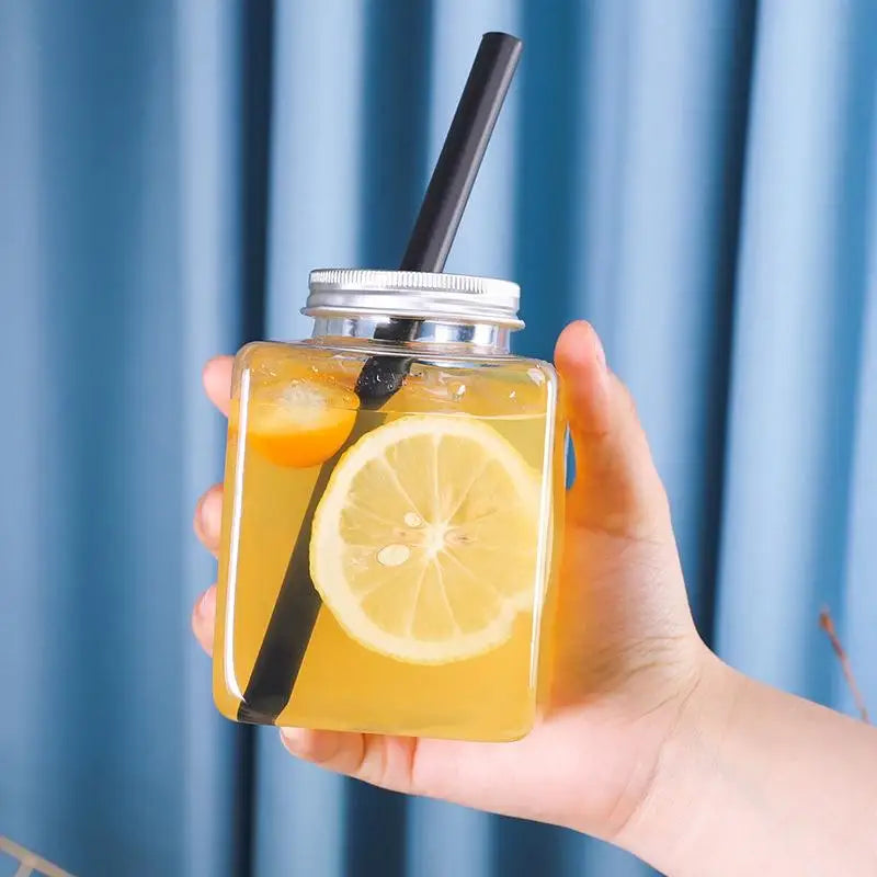 Plastic Disposable Square Plastic Bottle 500ML 650ML Juice Beverage Milk Tea Yogurt Cont detail view
