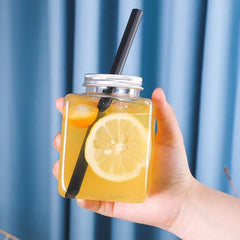 Plastic Disposable Square Plastic Bottle 500ML 650ML Juice Beverage Milk Tea Yogurt Cont detail view