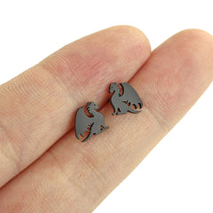 Kinitial Stainless Steel Dragon Earrings | Dainty Punk Animal Stud Jewelry for Women detail view