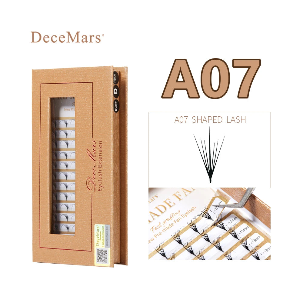 DeceMars A Series Premade Fan Eyelash Extensions | DIY Natural Look Lashes alternate view