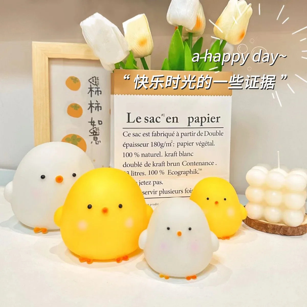 Cute Chicken Night Light | Soft Glow Bedside Lamp for Kids Room close-up view