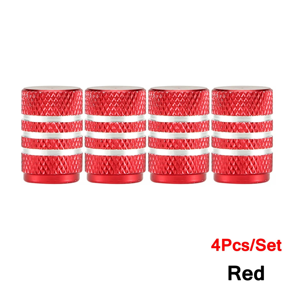DSYCAR 4Pcs Silver Car Tire Valve Stems Cap Knurling Style Tire Valve Cap Aluminum Tire detail view