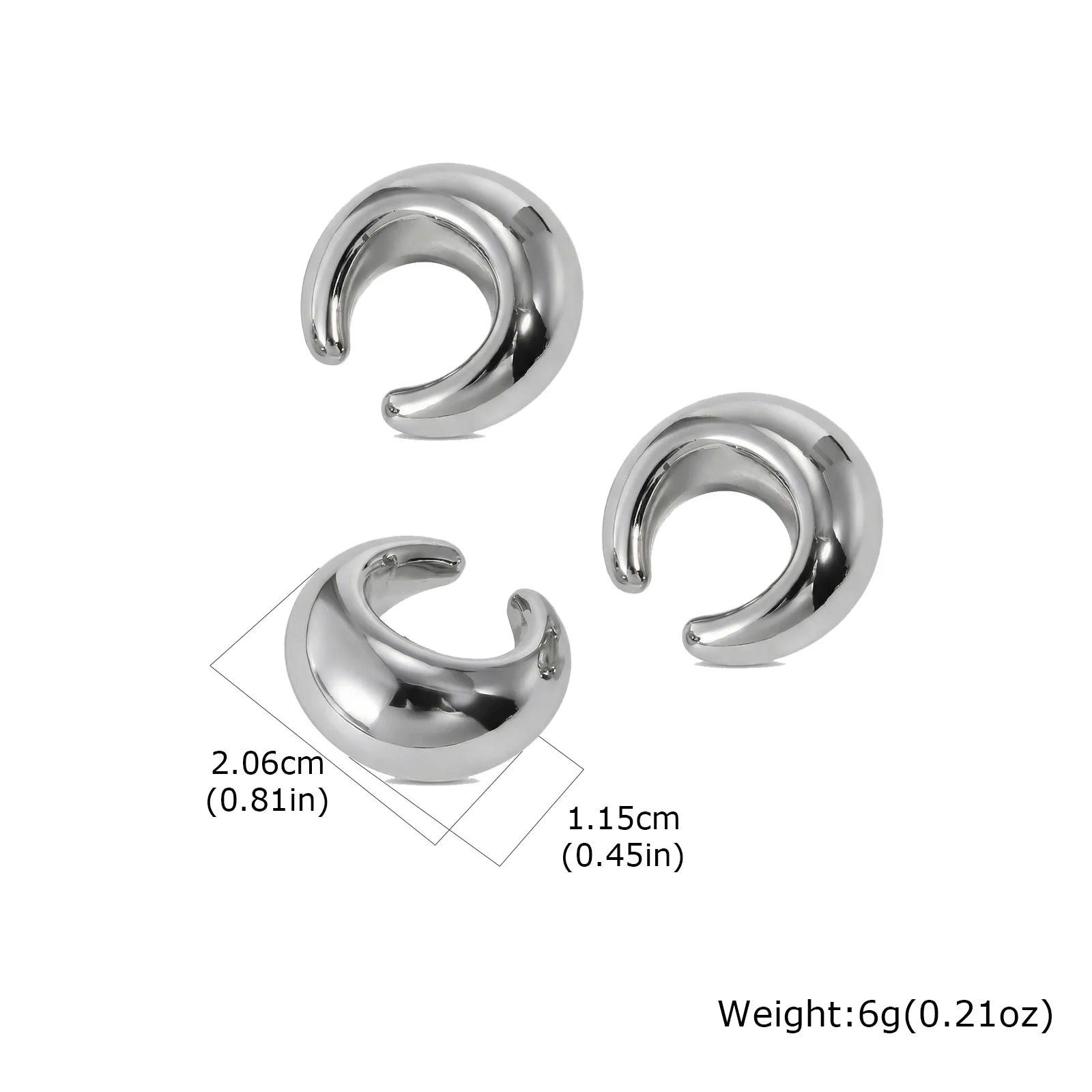 No Piercing Ear Cuff Set Silver-Gold Mixed Color Chunky Fluid Wave Clip On Earrings additional angle