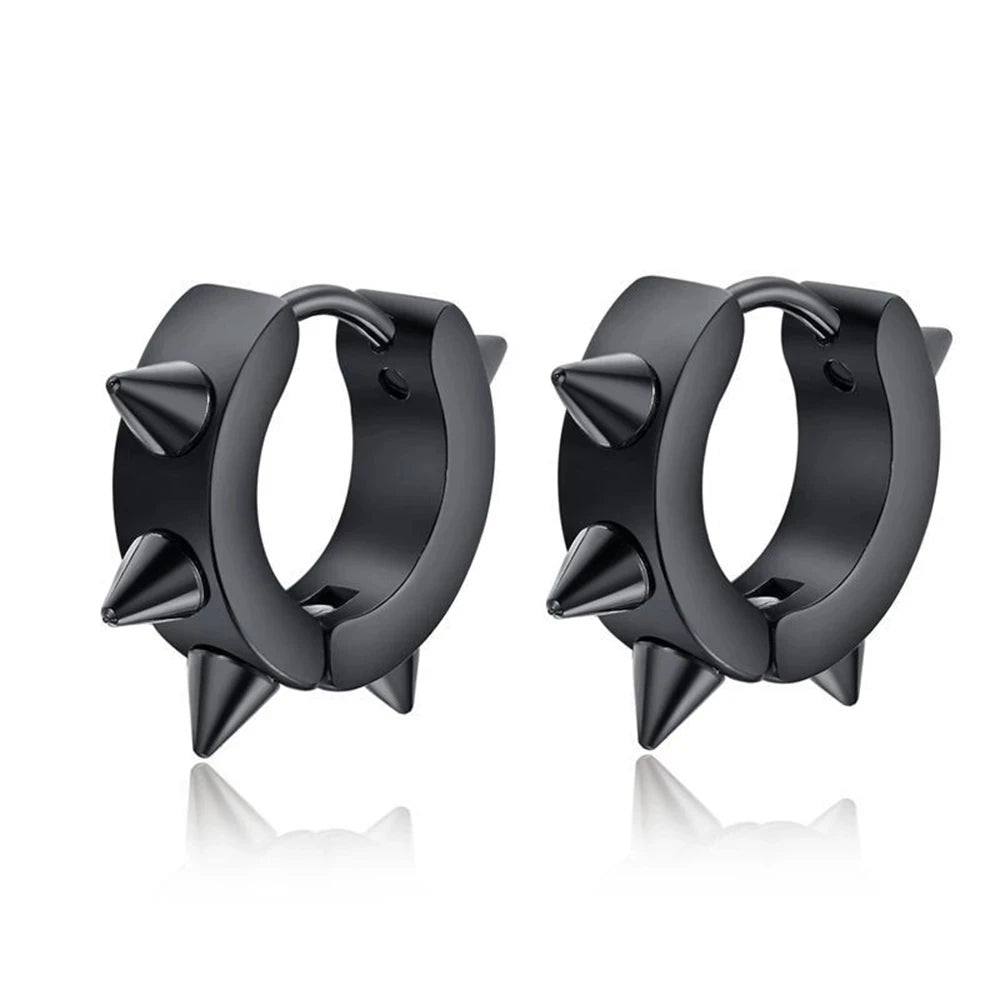 1Pair Punk Stainless Steel Spiky Thorn Stud Earrings For Women Men Ear Clips Funny St alternate view