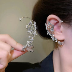 Sparkling Crystal Elf Butterfly Ear Cuff Without Piercing Clip Earrings Elegant Ear Clip detail view