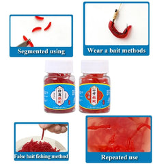 100pcs/Bottle Realistic Tackle Soft Lure Bass Bream Bloodworm Fishing Lure Earthworm W close-up view