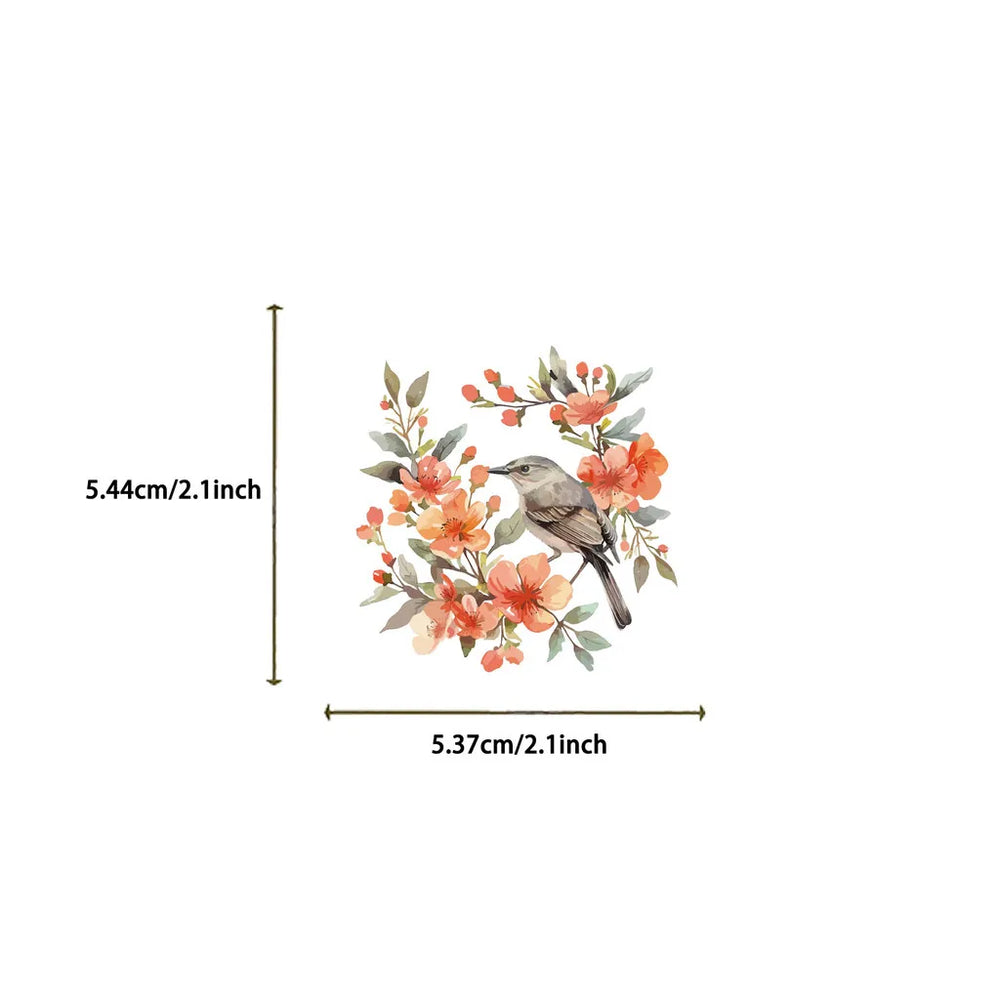 50PCS Transparent INS Watercolor Bird Sticker Pack - Waterproof PET for Scrapbooking, lifestyle view