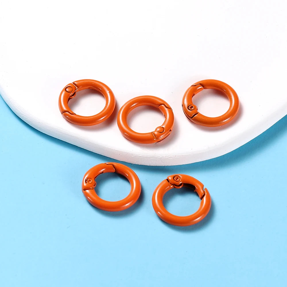 Ring Spring Clasp Openable Round Carabiner Keychain Clips Hook Dog Chain Jewelry Bu additional angle