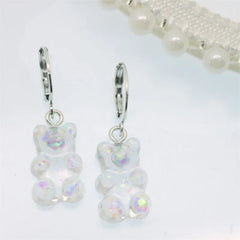 Gradient Bear Dangle Earrings | Cute Sequins Hoop Earrings for Women alternate view
