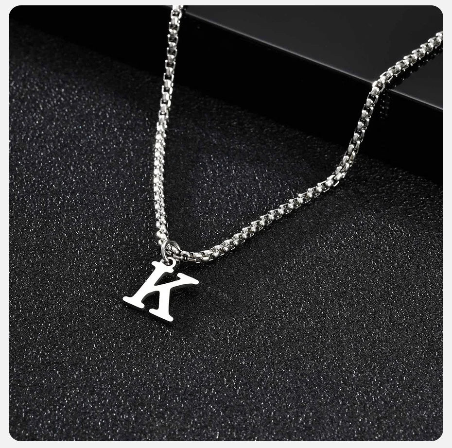 Minimal A-Z Initial Necklace for Men | Stainless Steel Letter Pendant lifestyle view