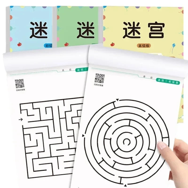 Kid's Maze Game Book Intellectual Development Educational Early Learning Toys Student close-up view