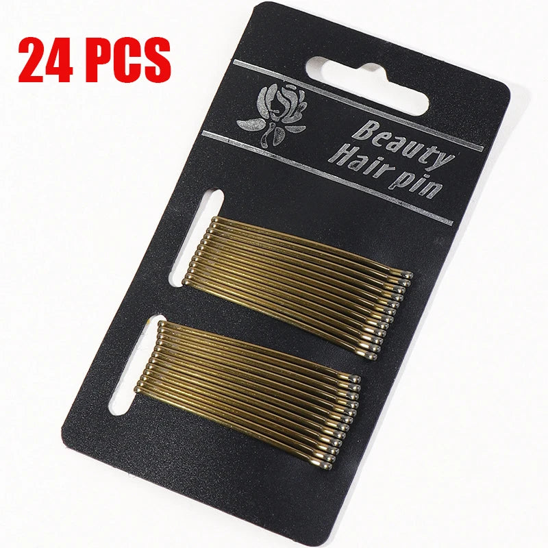 50Pcs Gold Hairpins for Women Hair Clip Lady Bobby Pins Black Invisible Wave Hairgrip lifestyle view