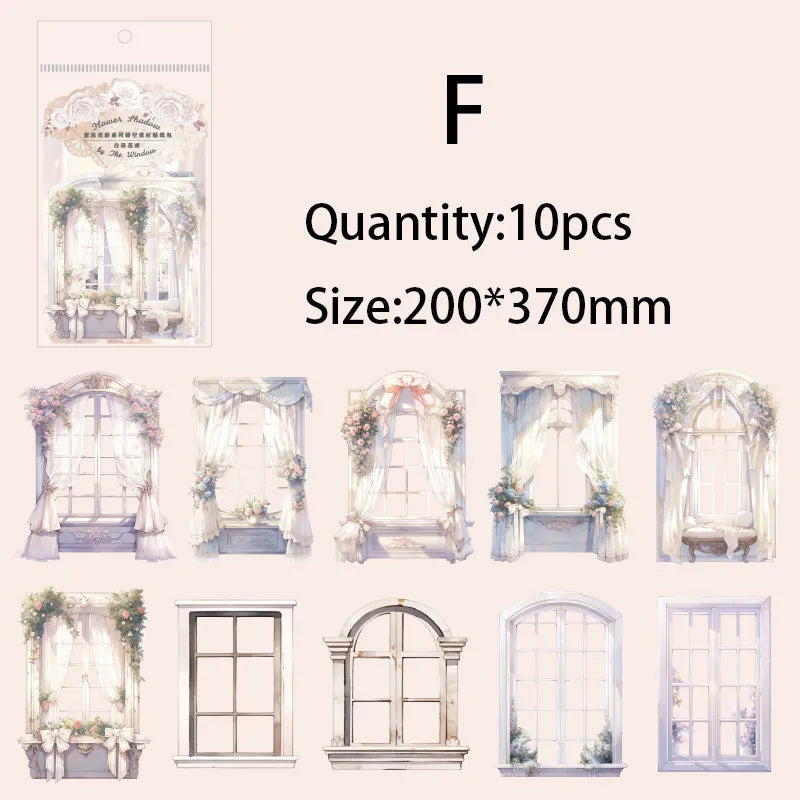 10-Piece Window Flower Paper Pack | Junk Journal Scrapbooking Collage Stickers alternate view