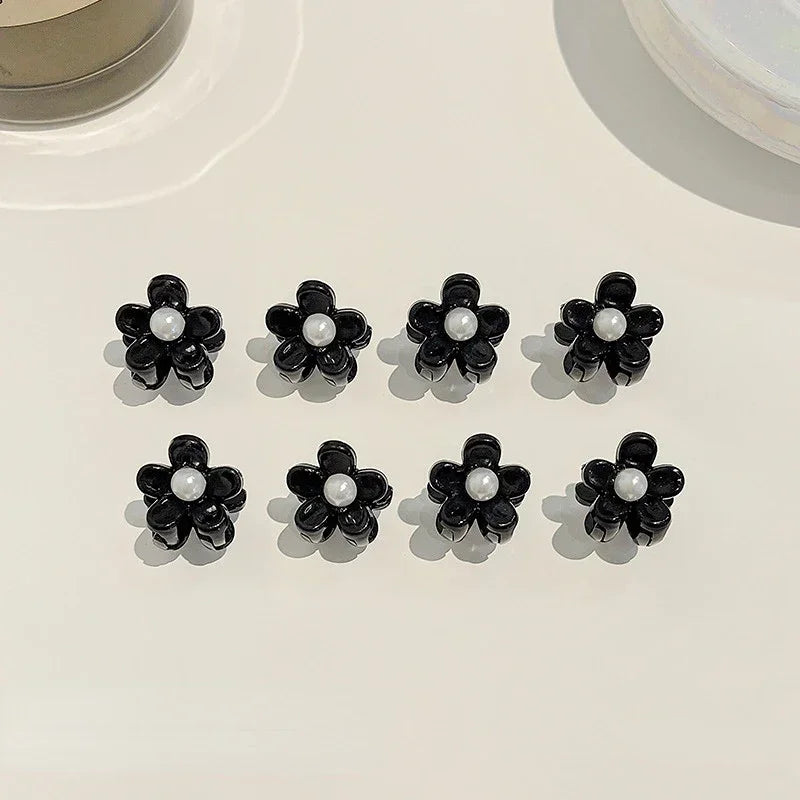 10pcs/set Girls Mini Floral Hair Claw Kawaii Pearl Rhinestone Hair Clip Claw Clamp Braid Headwear Women Kids Hair Accessories