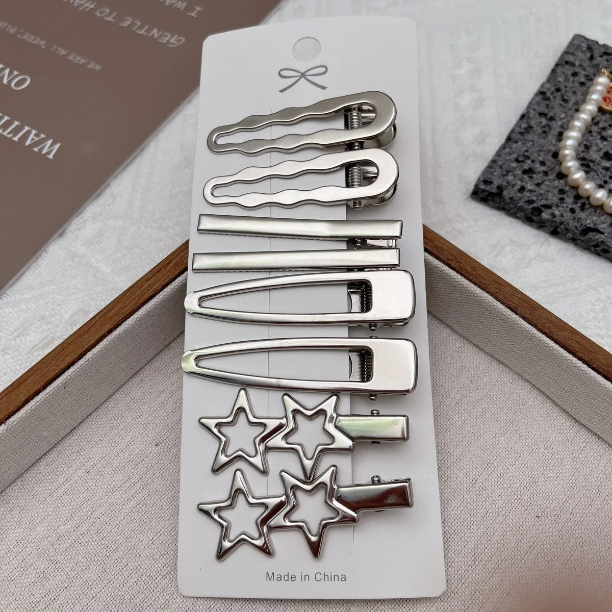 Korean 8pcs Metal Silver Hair Clips Girls High Quality Geometric Fashion Barrettes He lifestyle view
