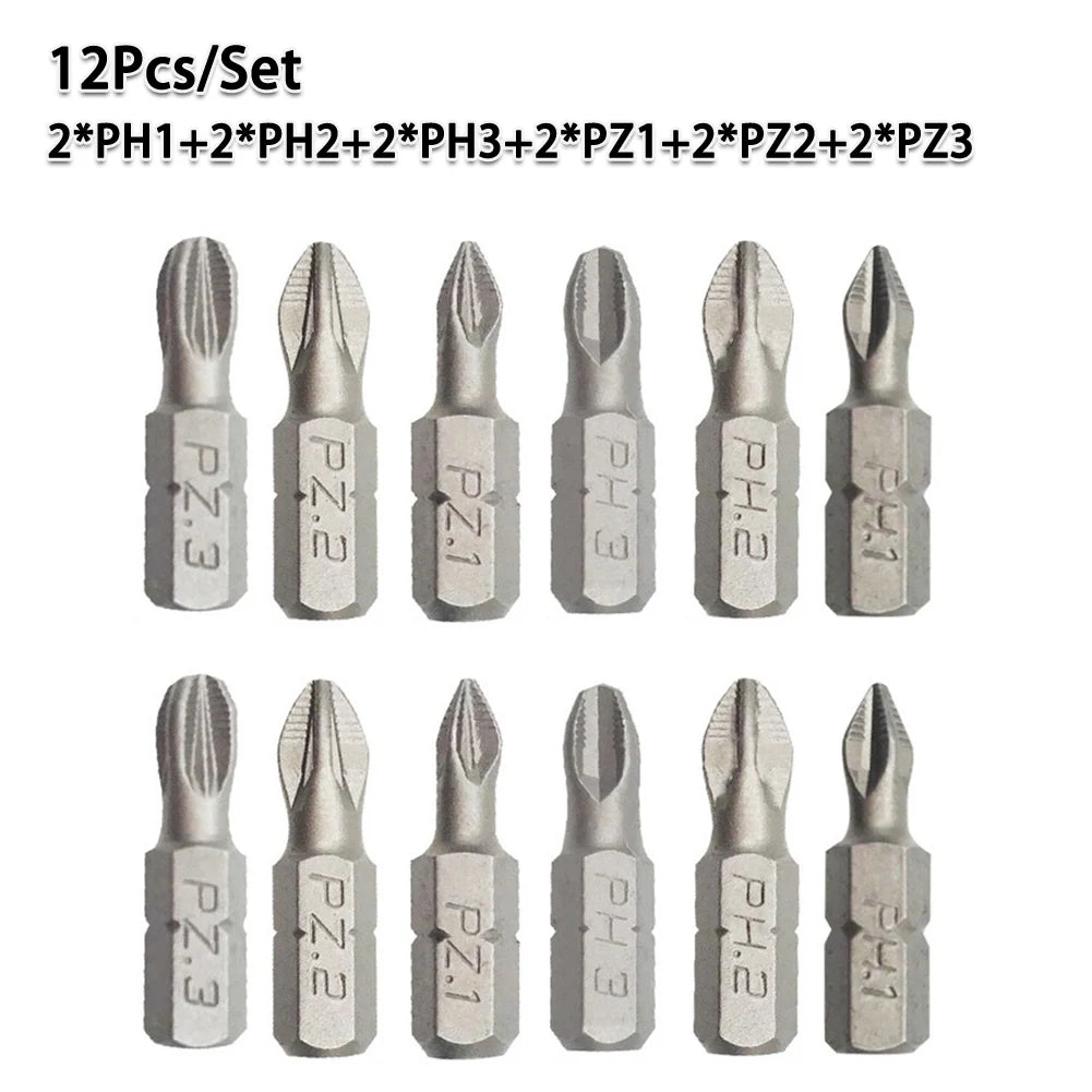 25mm Cross Bits Set | Hex Shanked Anti-Slip Magnetic Screwdriver Bits detail view