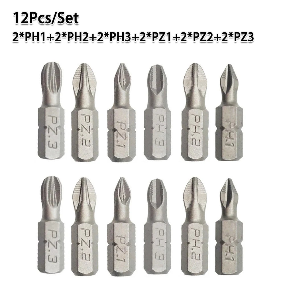 25mm Cross Bits Set | Hex Shanked Anti-Slip Magnetic Screwdriver Bits detail view