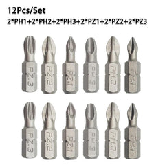 25mm Cross Bits Set | Hex Shanked Anti-Slip Magnetic Screwdriver Bits detail view