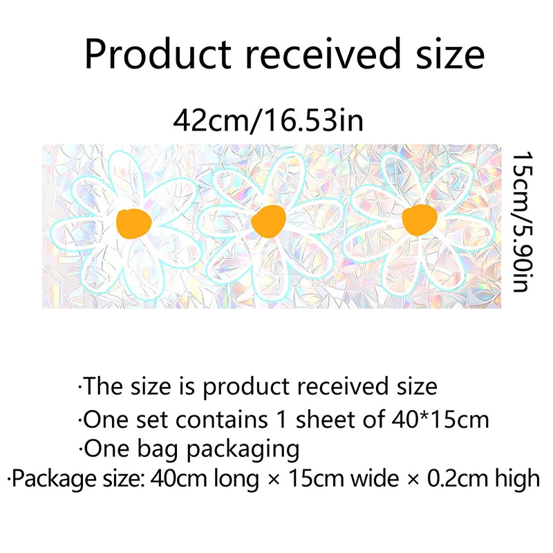 Daisy Flower Sun Catcher Stickers | Self Adhesive PVC Window Decal Suncatcher Rainb additional angle