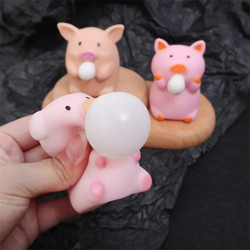 Piggy Capybara Fidget Squeeze Toy Cute Pig Squishy Toys Animal Spit Bubbles Stress Rel close-up view