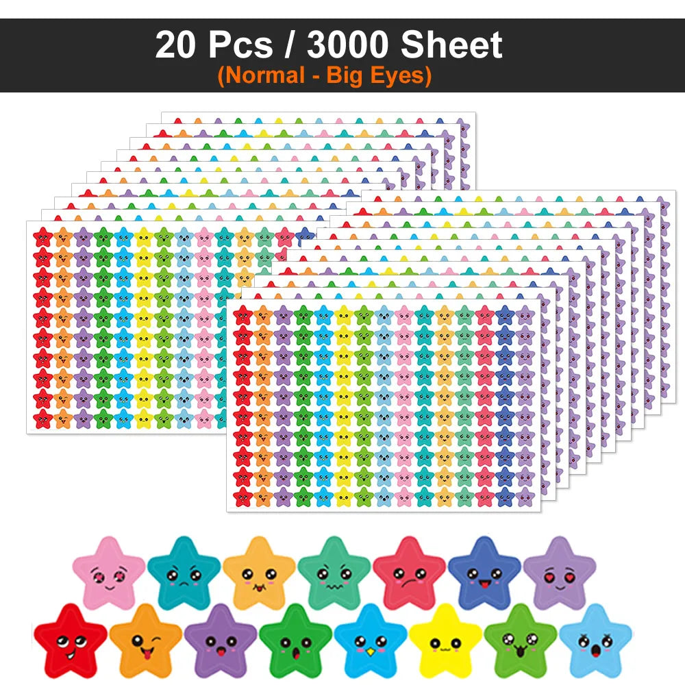 Happy Face Stars Reward Sticker Pack | 450-3000 Sheets for DIY Decor additional angle