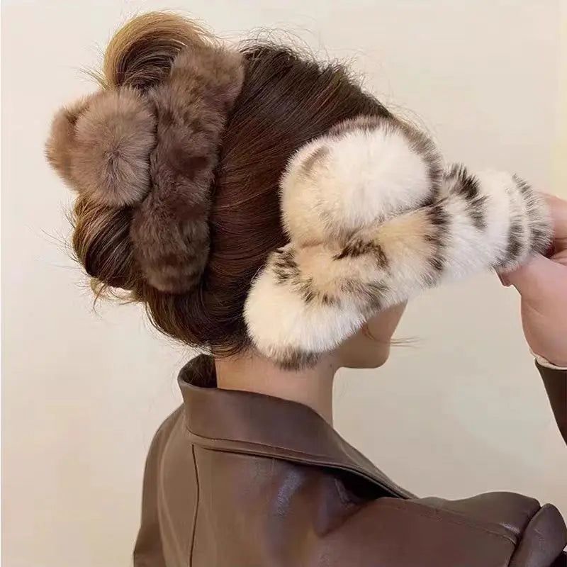 Plush Hair Clip, Cotton, 2 Pcs