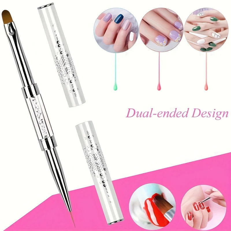 1PC Double-ended Nail Art Brush,Odorless Gel and Nail Design Tool,2-in-1 Polymer Gel Bru detail view